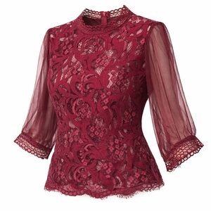 Burgundy Berry Lace Evening Top XL